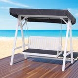 Outdoor Chairs: Gardeon Outdoor Wooden Swing Chair Garden Bench Canopy Cushion 3 Seater White