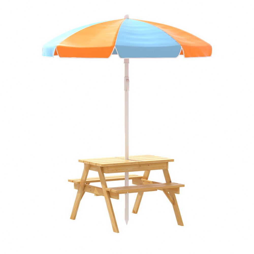 Kid's Tables, Chairs & Seats: Keezi Kids Outdoor Table and Chairs Picnic Bench Umbrella Set Water Sand Pit Box