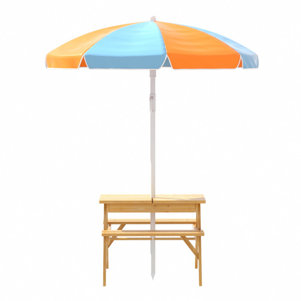 Kid's Tables, Chairs & Seats: Keezi Kids Outdoor Table and Chairs Picnic Bench Umbrella Set Water Sand Pit Box