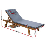 Outdoor Sofas & Lounge Sets: Gardeon 2x Sun Lounge Wooden Lounger Outdoor Furniture Day Bed Wheel Patio Grey