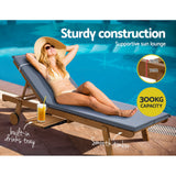 Outdoor Sofas & Lounge Sets: Gardeon 2x Sun Lounge Wooden Lounger Outdoor Furniture Day Bed Wheel Patio Grey
