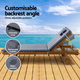 Outdoor Sofas & Lounge Sets: Gardeon 2x Sun Lounge Wooden Lounger Outdoor Furniture Day Bed Wheel Patio Grey