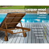 Outdoor Sofas & Lounge Sets: Gardeon 2x Sun Lounge Wooden Lounger Outdoor Furniture Day Bed Wheel Patio Grey