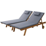 Outdoor Sofas & Lounge Sets: Gardeon 2x Sun Lounge Wooden Lounger Outdoor Furniture Day Bed Wheel Patio Grey