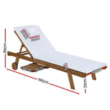 Outdoor Chairs: Gardeon 2x Sun Lounge Wooden Lounger Outdoor Furniture Day Bed Wheel Patio White