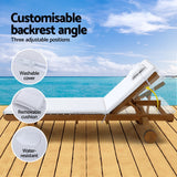 Outdoor Chairs: Gardeon 2x Sun Lounge Wooden Lounger Outdoor Furniture Day Bed Wheel Patio White