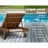 Outdoor Chairs: Gardeon 2x Sun Lounge Wooden Lounger Outdoor Furniture Day Bed Wheel Patio White