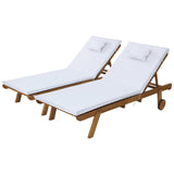 Outdoor Chairs: Gardeon 2x Sun Lounge Wooden Lounger Outdoor Furniture Day Bed Wheel Patio White