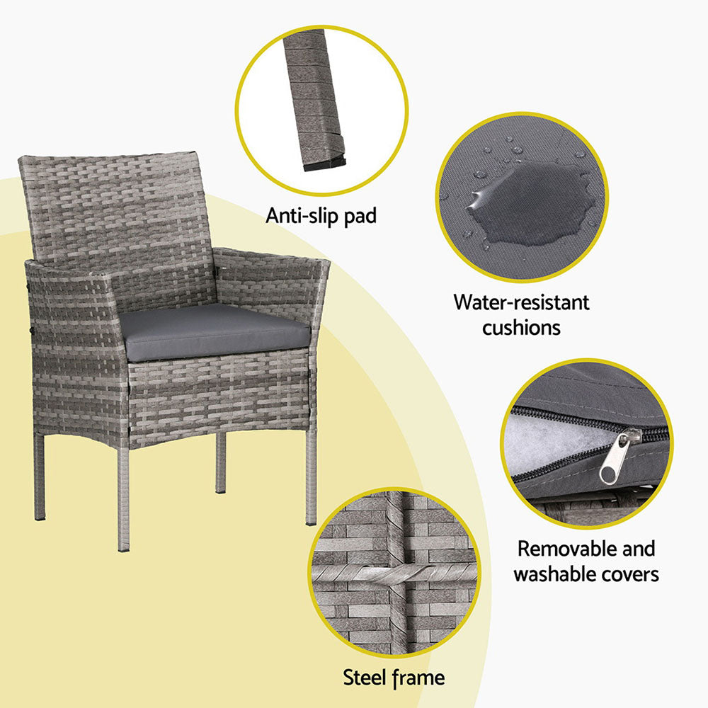 Outdoor Chairs: Gardeon 4 Seater Outdoor Sofa Set Wicker Setting Table Chair Furniture Grey