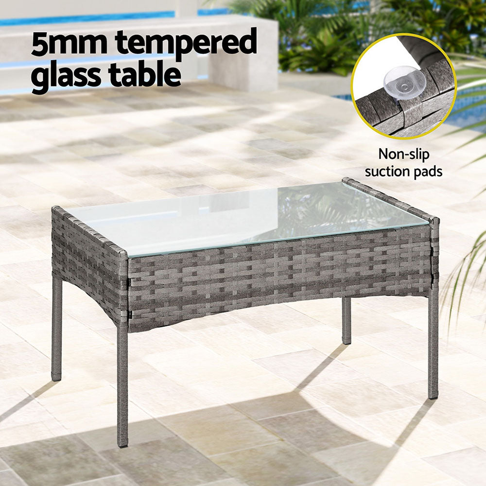 Outdoor Chairs: Gardeon 4 Seater Outdoor Sofa Set Wicker Setting Table Chair Furniture Grey