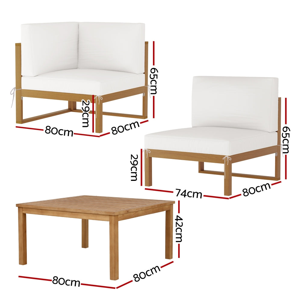 Outdoor Sofas & Lounge Sets: Gardeon 4-Seater Outdoor Sofa Set Wooden Lounge Setting 5PCS