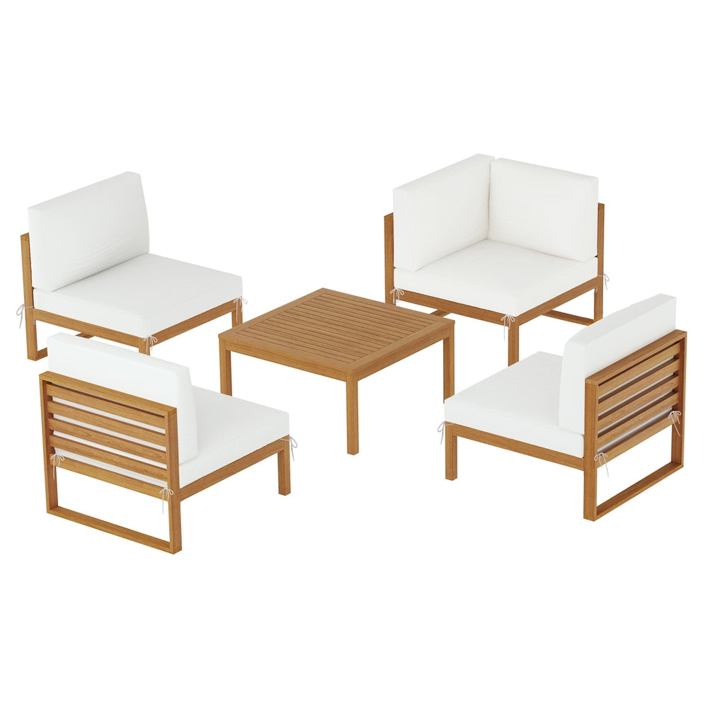 Outdoor Sofas & Lounge Sets: Gardeon 4-Seater Outdoor Sofa Set Wooden Lounge Setting 5PCS