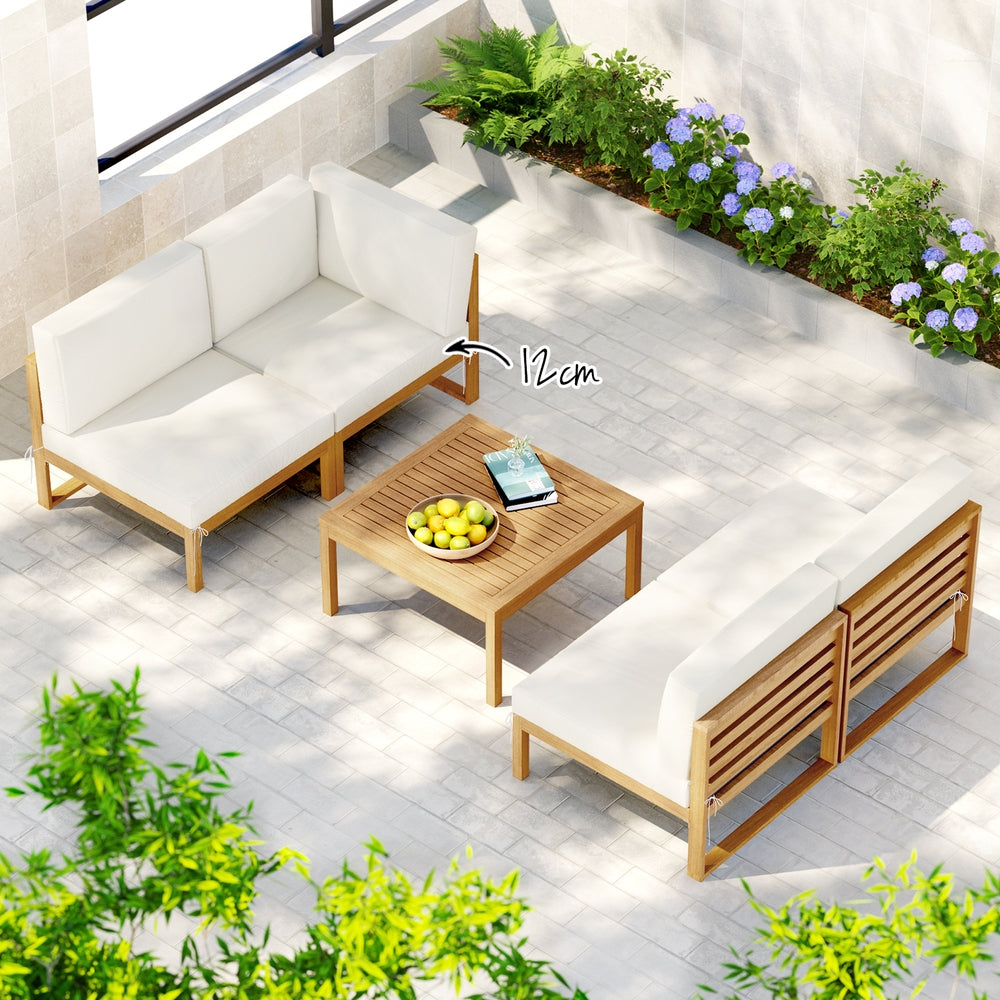 Outdoor Sofas & Lounge Sets: Gardeon 4-Seater Outdoor Sofa Set Wooden Lounge Setting 5PCS