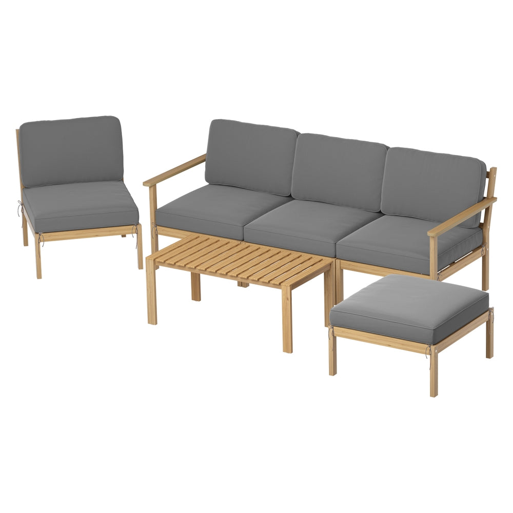 Outdoor Sofas & Lounge Sets: Gardeon 5-Seater Outdoor Sofa Set Wooden Lounge Setting 6PCS