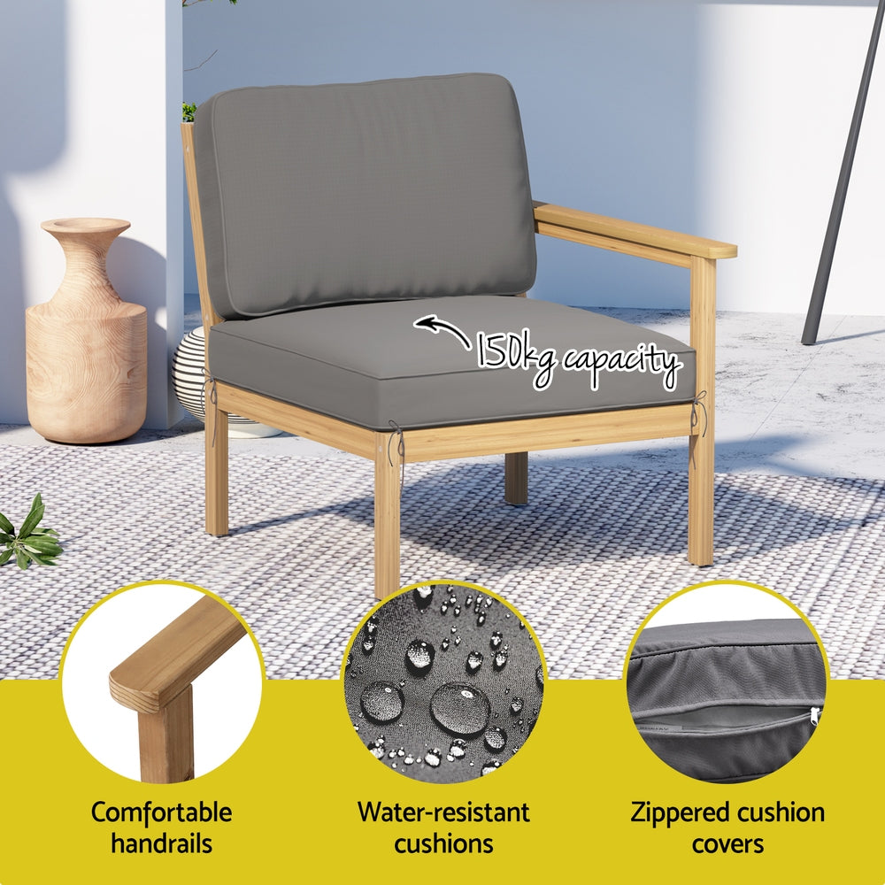 Outdoor Sofas & Lounge Sets: Gardeon 5-Seater Outdoor Sofa Set Wooden Lounge Setting 6PCS