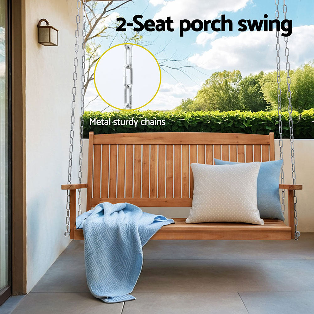 Outdoor Chairs: Gardeon Porch Swing Chair With Chain Outdoor Furniture Wooden Bench 2 Seater