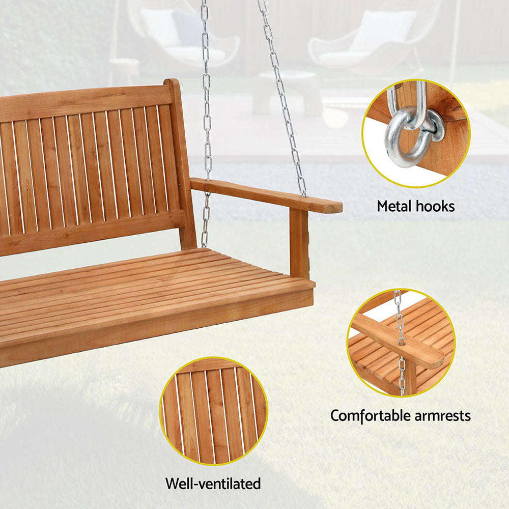 Outdoor Chairs: Gardeon Porch Swing Chair With Chain Outdoor Furniture Wooden Bench 2 Seater