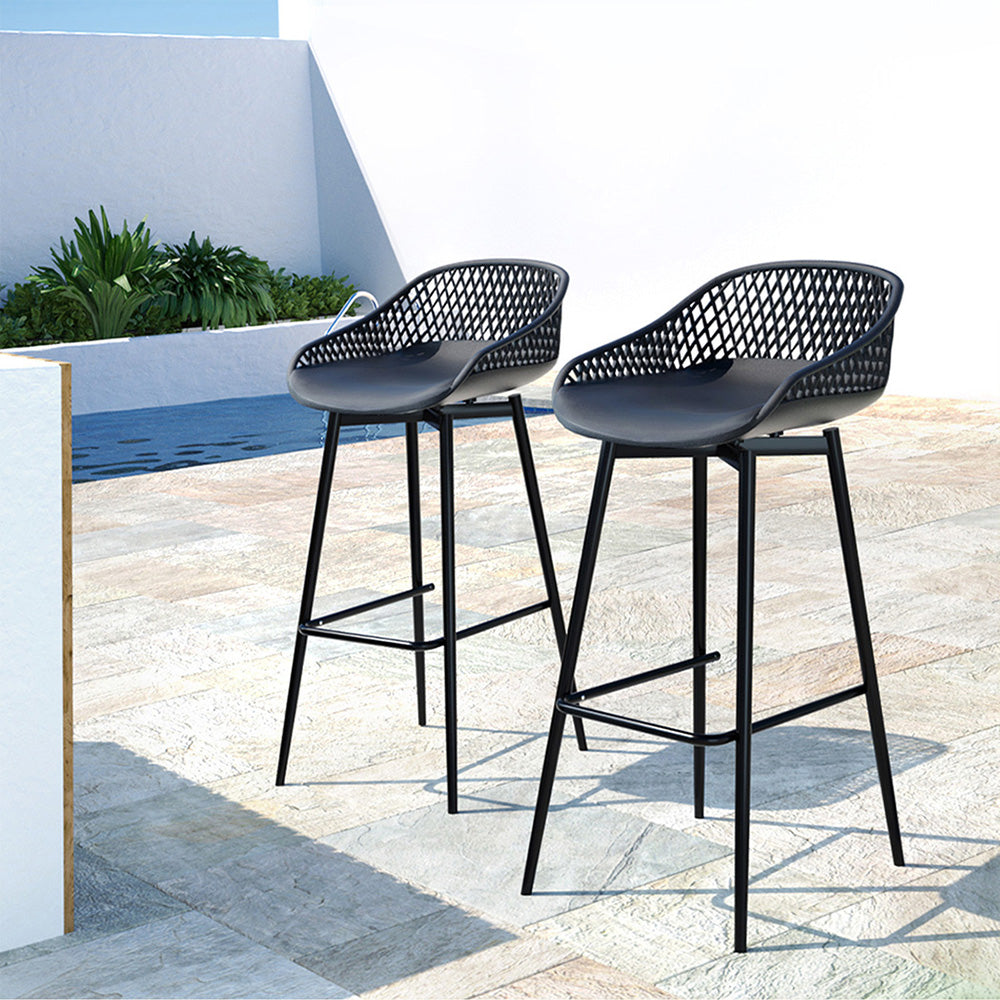 Outdoor Chairs: Gardeon 2x Outdoor Bar Stools Plastic Black