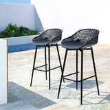 Outdoor Chairs: Gardeon 2x Outdoor Bar Stools Plastic Black