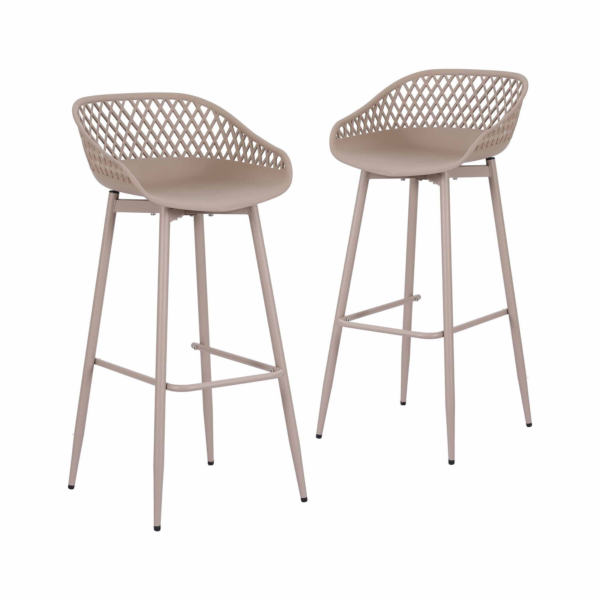 Gardeon 2PC Outdoor Bar Stools Plastic Metal Dining Chair Patio Furniture Coffee
