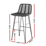 Table & Bar Stools: Gardeon 2x Outdoor Bar Stools Rattan Black