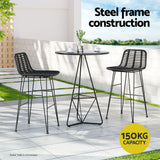 Table & Bar Stools: Gardeon 2x Outdoor Bar Stools Rattan Black