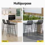 Table & Bar Stools: Gardeon 2x Outdoor Bar Stools Rattan Black