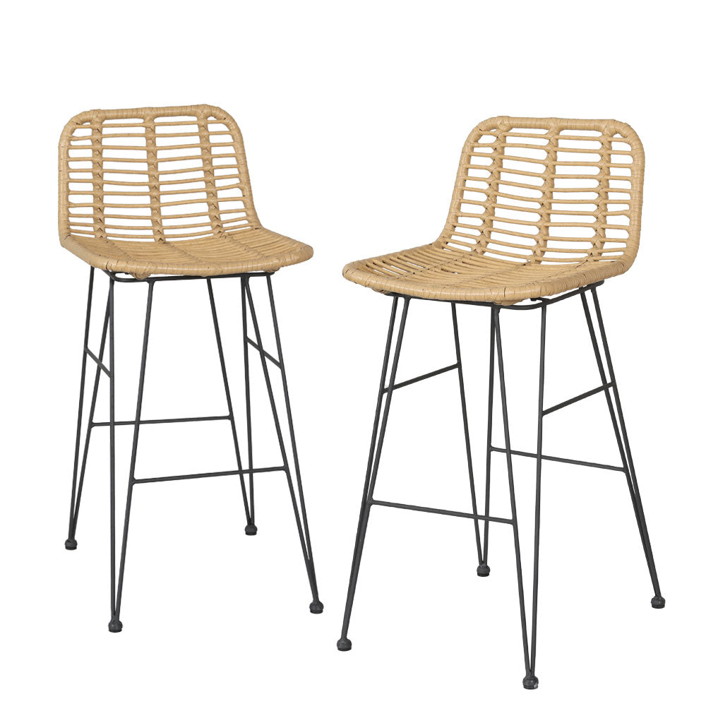 Outdoor Chairs: Gardeon 2x Outdoor Bar Stools Rattan Nature
