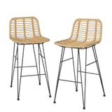 Outdoor Chairs: Gardeon 2x Outdoor Bar Stools Rattan Nature