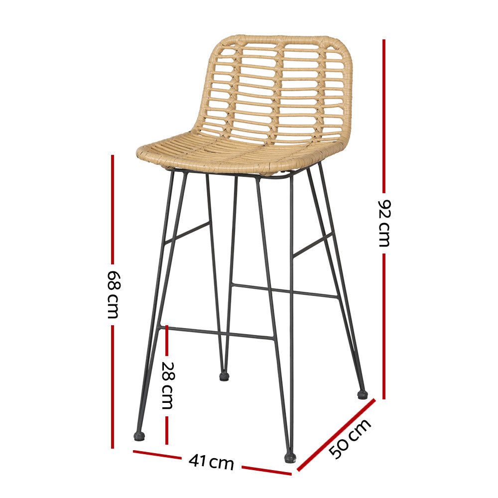 Outdoor Chairs: Gardeon 2x Outdoor Bar Stools Rattan Nature