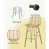 Outdoor Chairs: Gardeon 2x Outdoor Bar Stools Rattan Nature