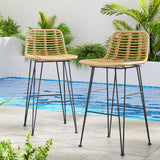 Outdoor Chairs: Gardeon 2x Outdoor Bar Stools Rattan Nature