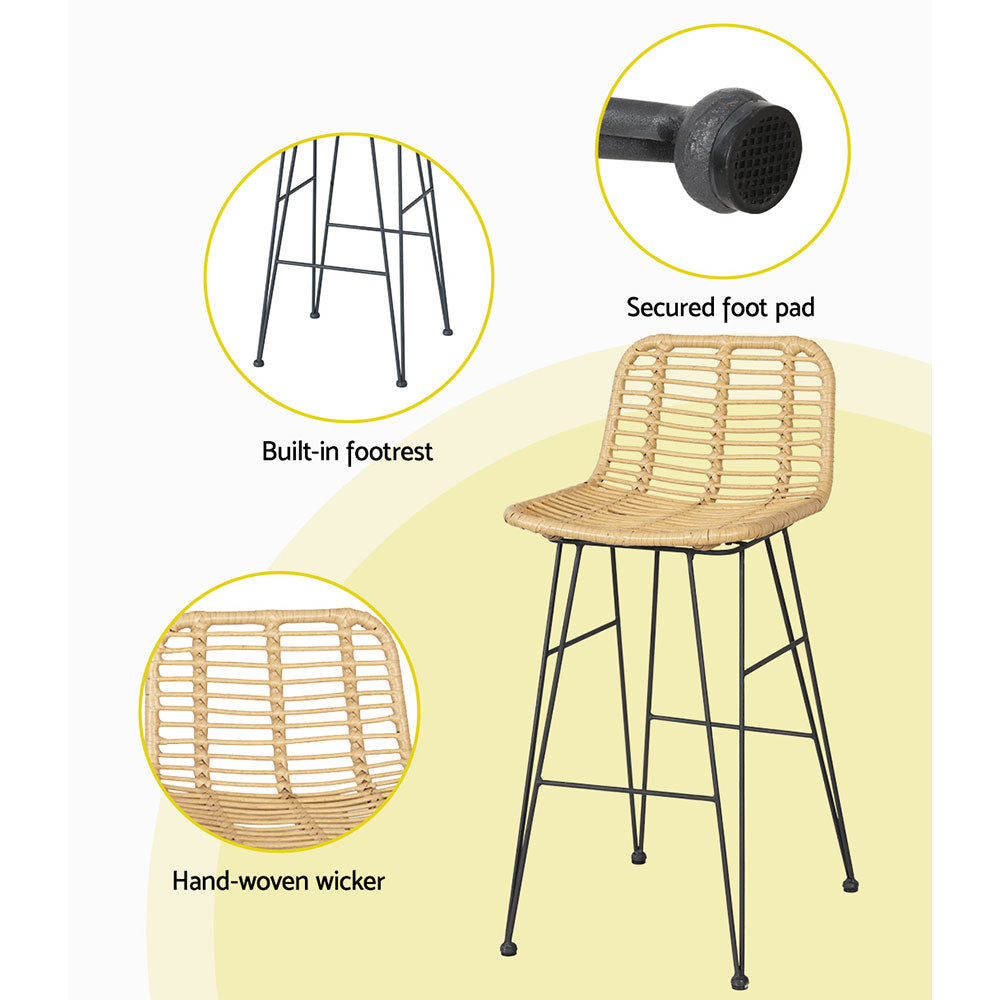 Outdoor Chairs: Gardeon 3-Piece Outdoor Bar Set Wicker Table Chairs Patio Bistro