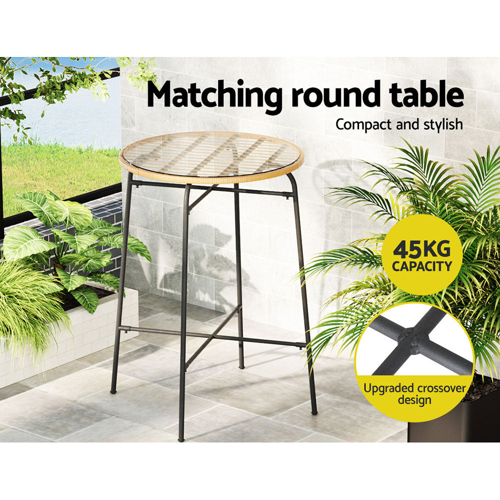 Outdoor Chairs: Gardeon 3-Piece Outdoor Bar Set Wicker Table Chairs Patio Bistro