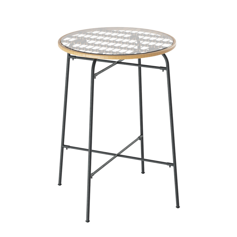 Outdoor Chairs: Gardeon Outdoor Bar Table Wicker Dining Bistro Patio Balcony Glass Table Steel