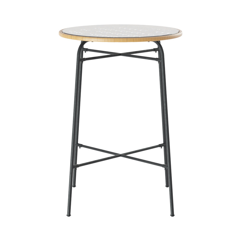 Outdoor Chairs: Gardeon Outdoor Bar Table Wicker Dining Bistro Patio Balcony Glass Table Steel