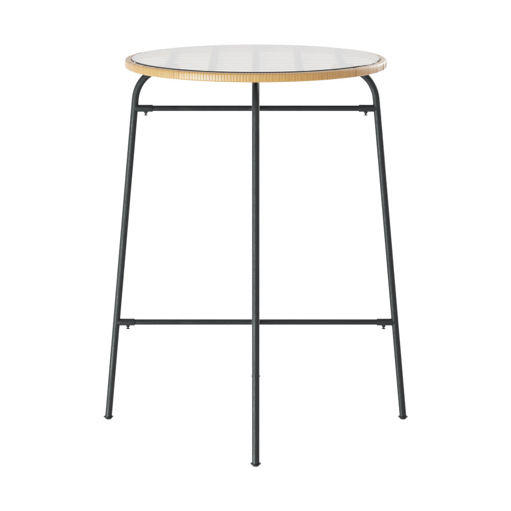 Outdoor Chairs: Gardeon Outdoor Bar Table Wicker Dining Bistro Patio Balcony Glass Table Steel