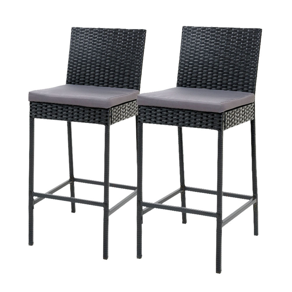 Outdoor Chairs: Gardeon 2-Piece Outdoor Bar Stools Dining Chair Bar Stools Rattan Furniture