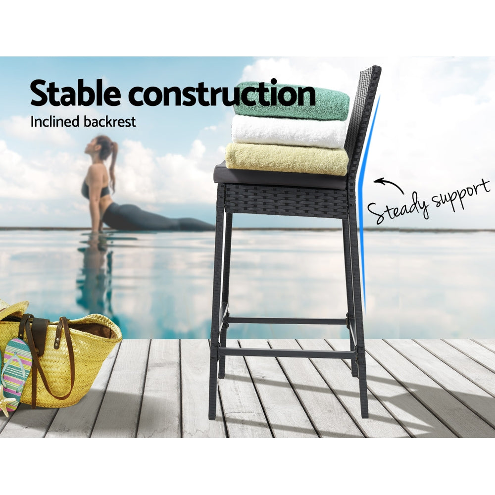 Outdoor Chairs: Gardeon 2-Piece Outdoor Bar Stools Dining Chair Bar Stools Rattan Furniture