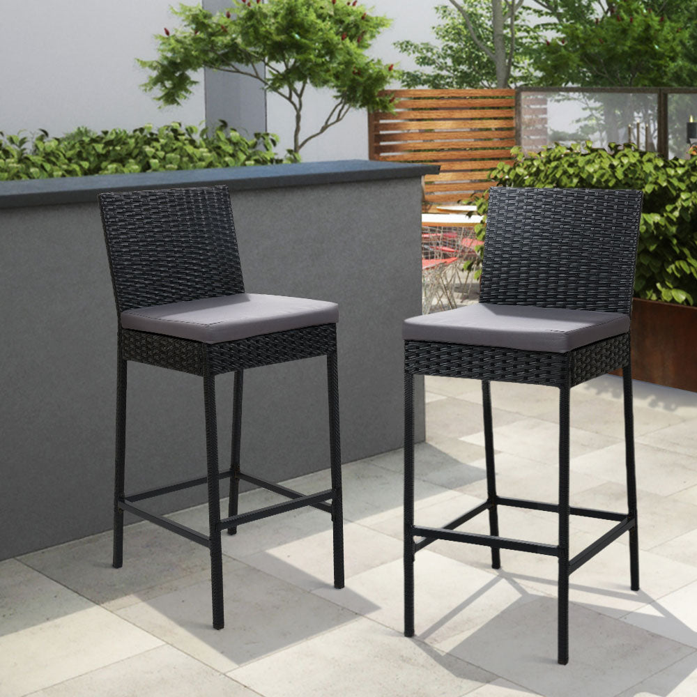 Outdoor Chairs: Gardeon 2-Piece Outdoor Bar Stools Dining Chair Bar Stools Rattan Furniture