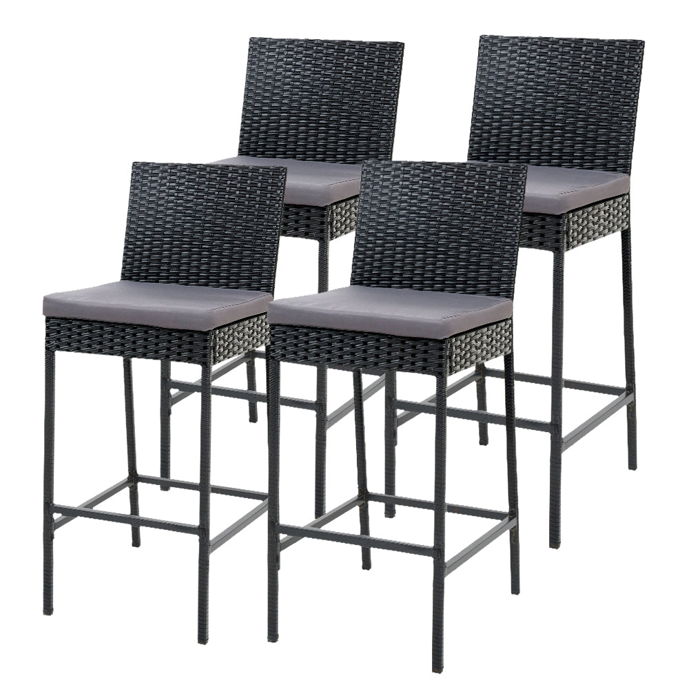 Outdoor Chairs: Gardeon 4-Piece Outdoor Bar Stools Dining Chair Bar Stools Rattan Furniture