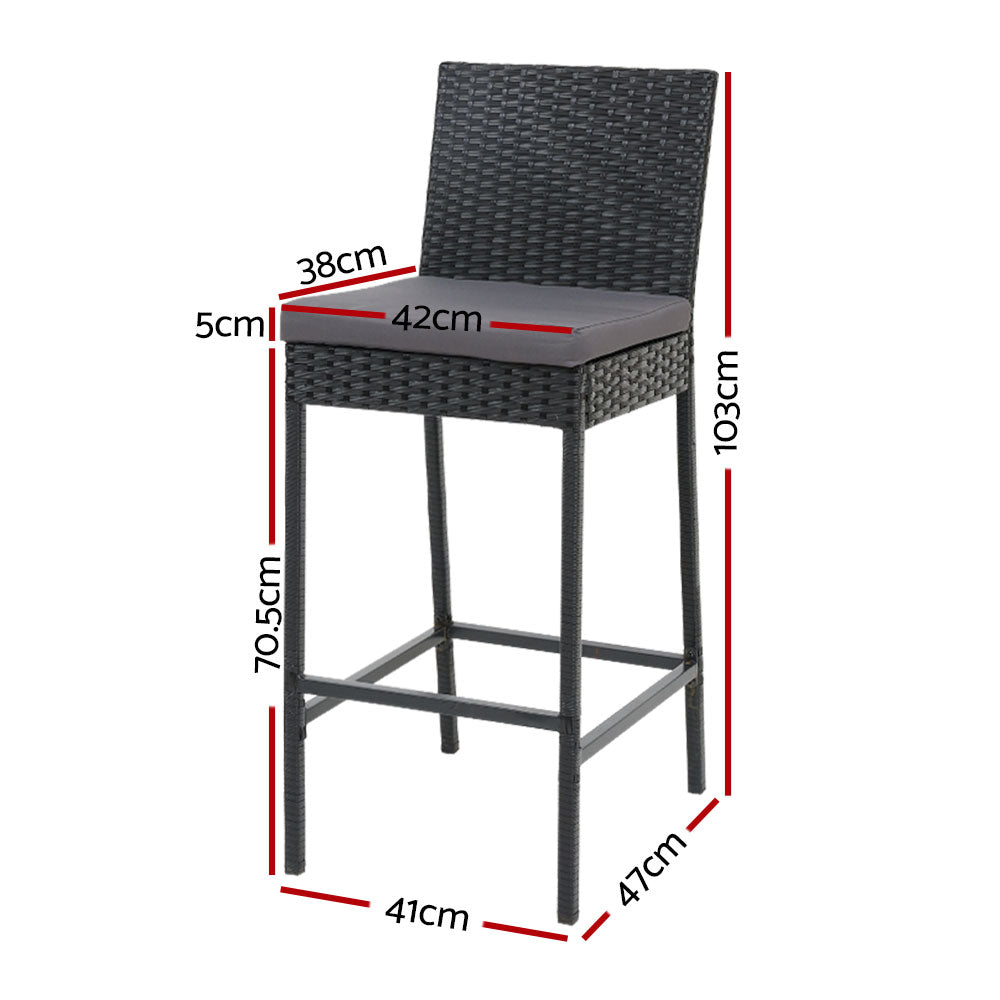 Outdoor Chairs: Gardeon 4-Piece Outdoor Bar Stools Dining Chair Bar Stools Rattan Furniture