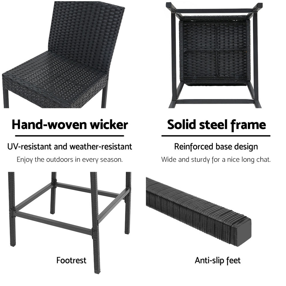 Outdoor Chairs: Gardeon 4-Piece Outdoor Bar Stools Dining Chair Bar Stools Rattan Furniture
