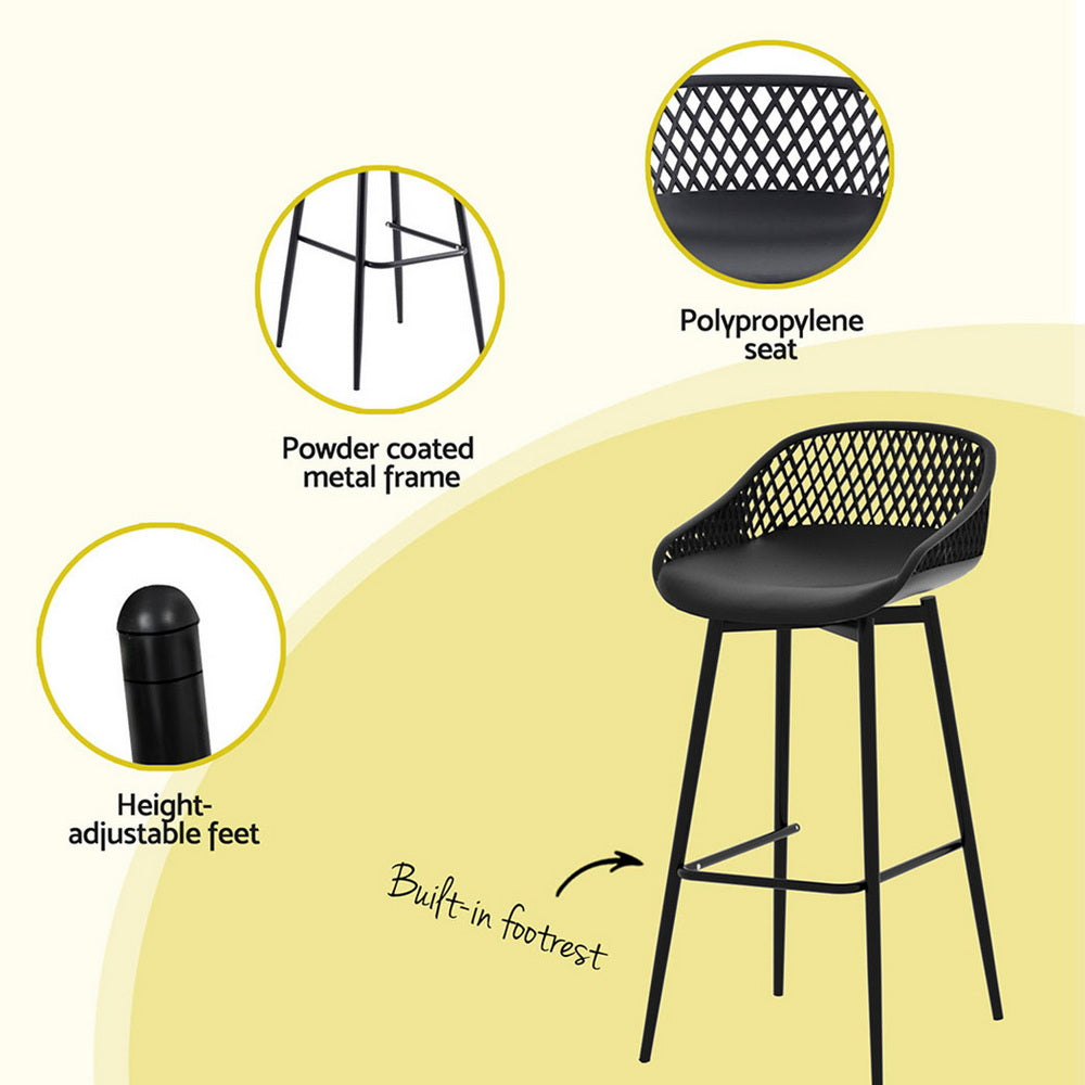 Outdoor Dining Sets: Gardeon 3PC Outdoor Bar Set Stools Dining Chairs Table Patio Furniture Bistro Set Black