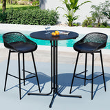 Gardeon 3PC Outdoor Bar Set Stools Dining Chairs Table Patio Furniture Bistro Set Black