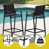 Gardeon 3PC Outdoor Bar Set Stools Dining Chairs Table Patio Furniture Bistro Set Steel Black