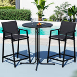 Gardeon 3PC Outdoor Bar Set Stools Dining Chairs Table Patio Furniture Bistro Set Steel Black