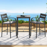 Gardeon 3Pcs Outdoor Bar Set Stools Dining Chairs Table Patio Aluminium Bistro Set Black