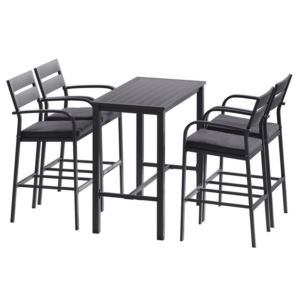 Outdoor Dining Sets: Gardeon Outdoor Bar Set 5-Piece Patio Dining Chairs Aluminium Table Stools