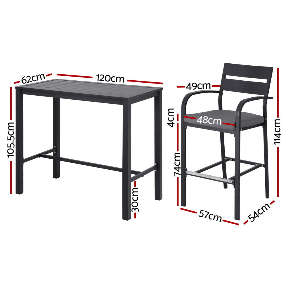 Outdoor Dining Sets: Gardeon Outdoor Bar Set 5-Piece Patio Dining Chairs Aluminium Table Stools